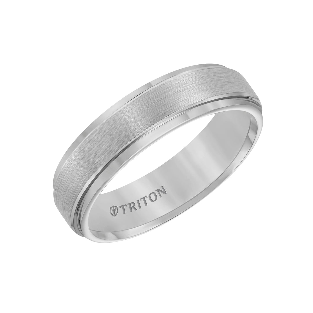 11-2133C-G.00 - Goldman - 6mm Classic Tungsten Carbide Satin Finish Flat Center with Bright Step Edge Comfort Fit Band.