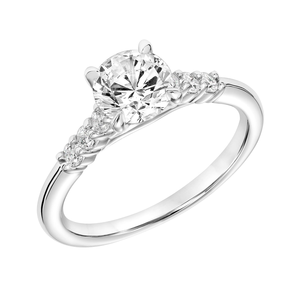 31-11096ERW-E.00 - Goldman - Classic Cathedral Setting Engagement Ring with Diamond Accented Petite Shank