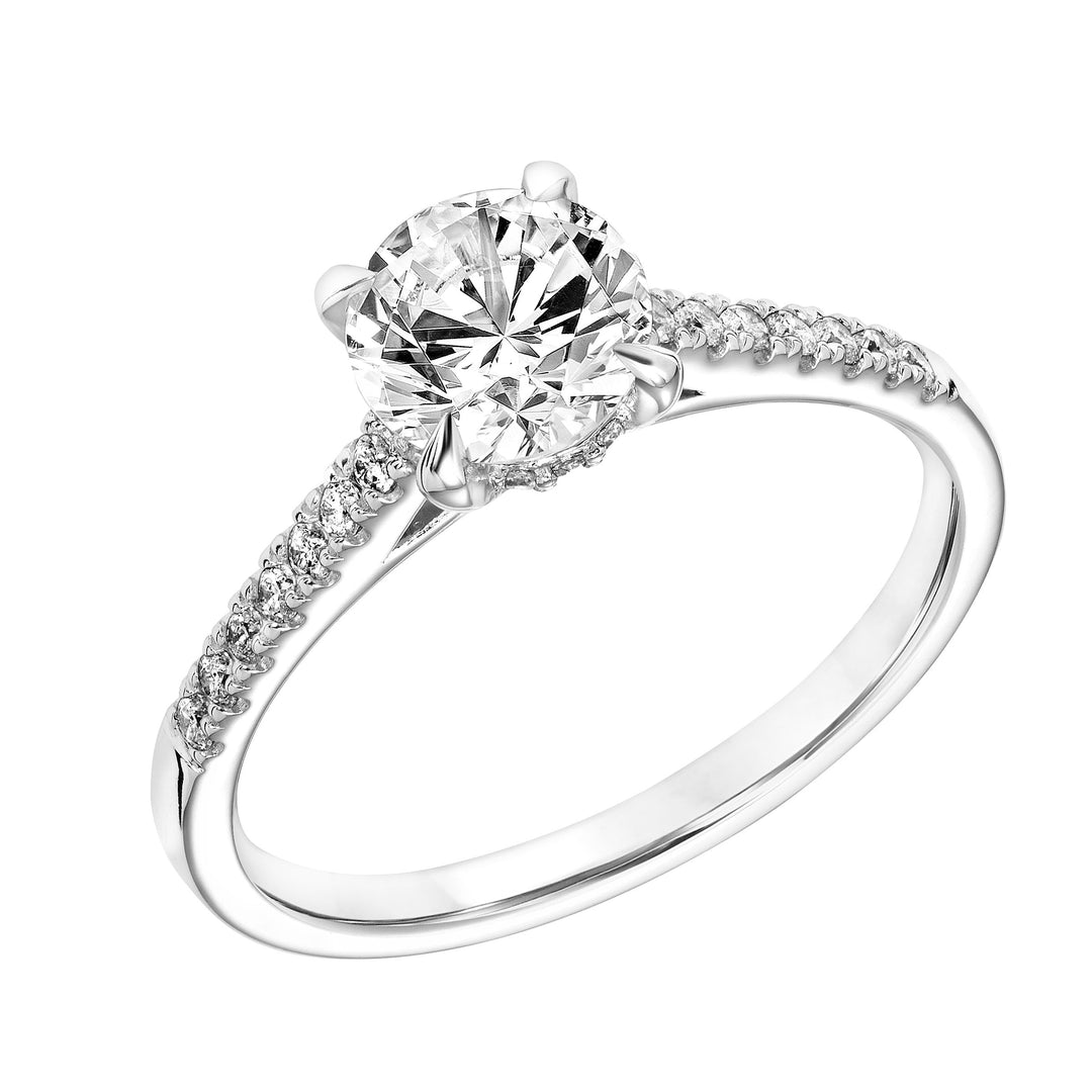 31-11111ERW-E.00 - Goldman - Classic Cathedral Setting Engagement Ring with Diamond Accented Basket and Diamond Shank