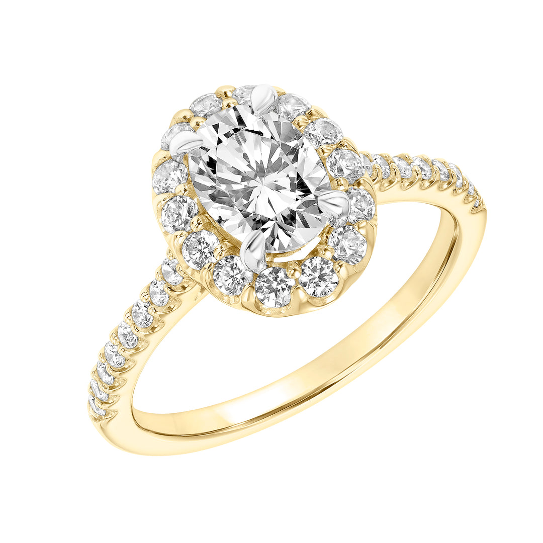 31-12004EVY-E.00 - Goldman - Classic Oval Diamond Halo Engagement Ring with Diamond Shank