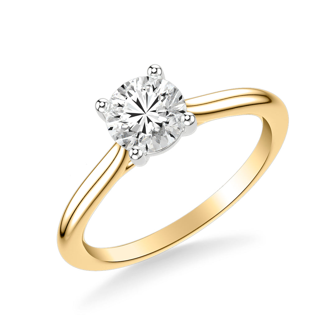 31-12051ERYW-E.00 - Goldman - Classic Cathedral Setting Solitaire Engagement Ring with Polished Shank