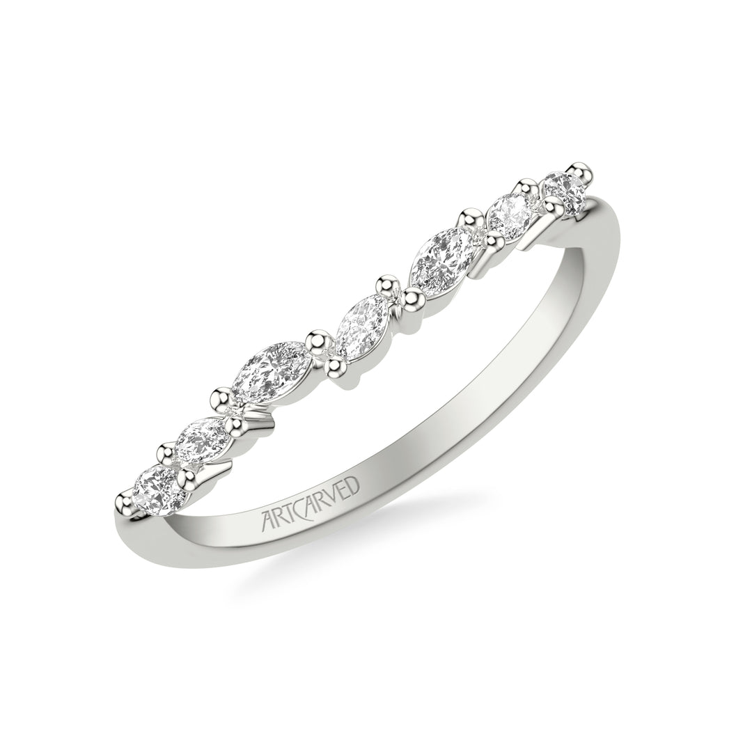 31-V1072W-L.00 - Goldman - Floral Curved Wedding Band with Prong Set Marquise Diamonds