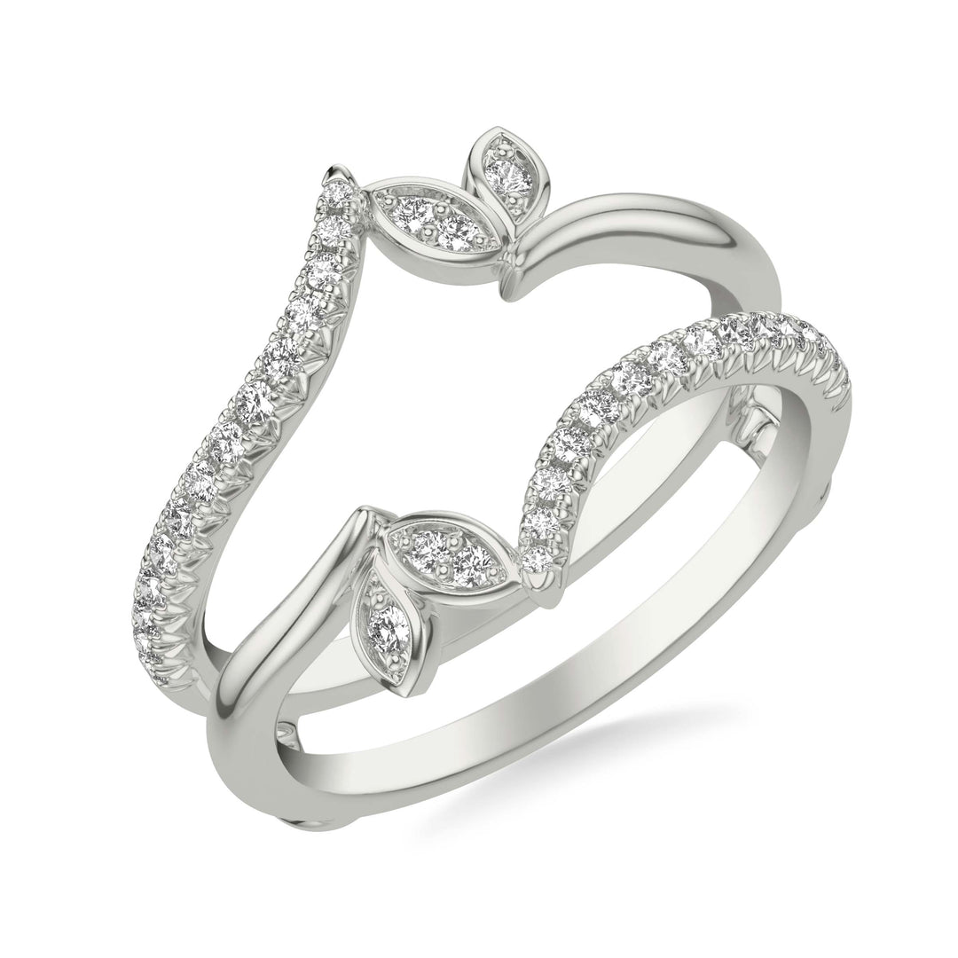 35-9432W-L.00 - Goldman - Contemporary Asymmetrical Floral Ring Enhancer with Diamond Petal Accents