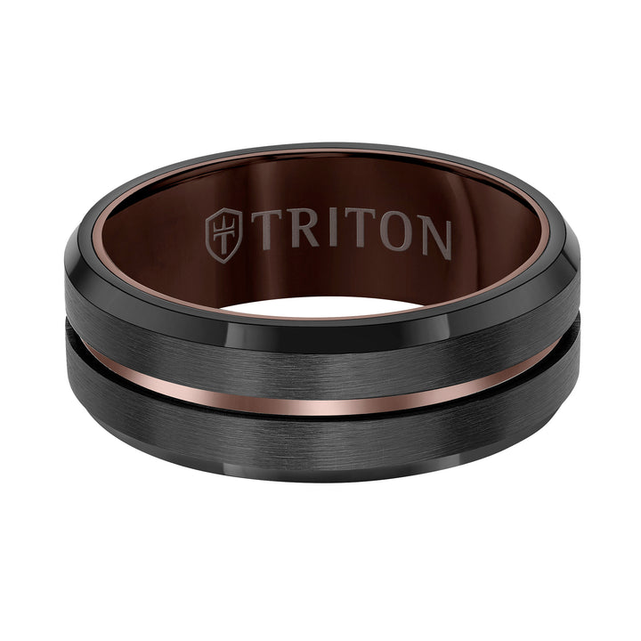 Brush Finish Step Edge Contemporary Wedding Band