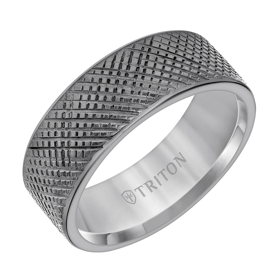11-6151TA8-G.00 - Goldman - 8MM Tantalum Ring - Brush Finish and Flat Edge