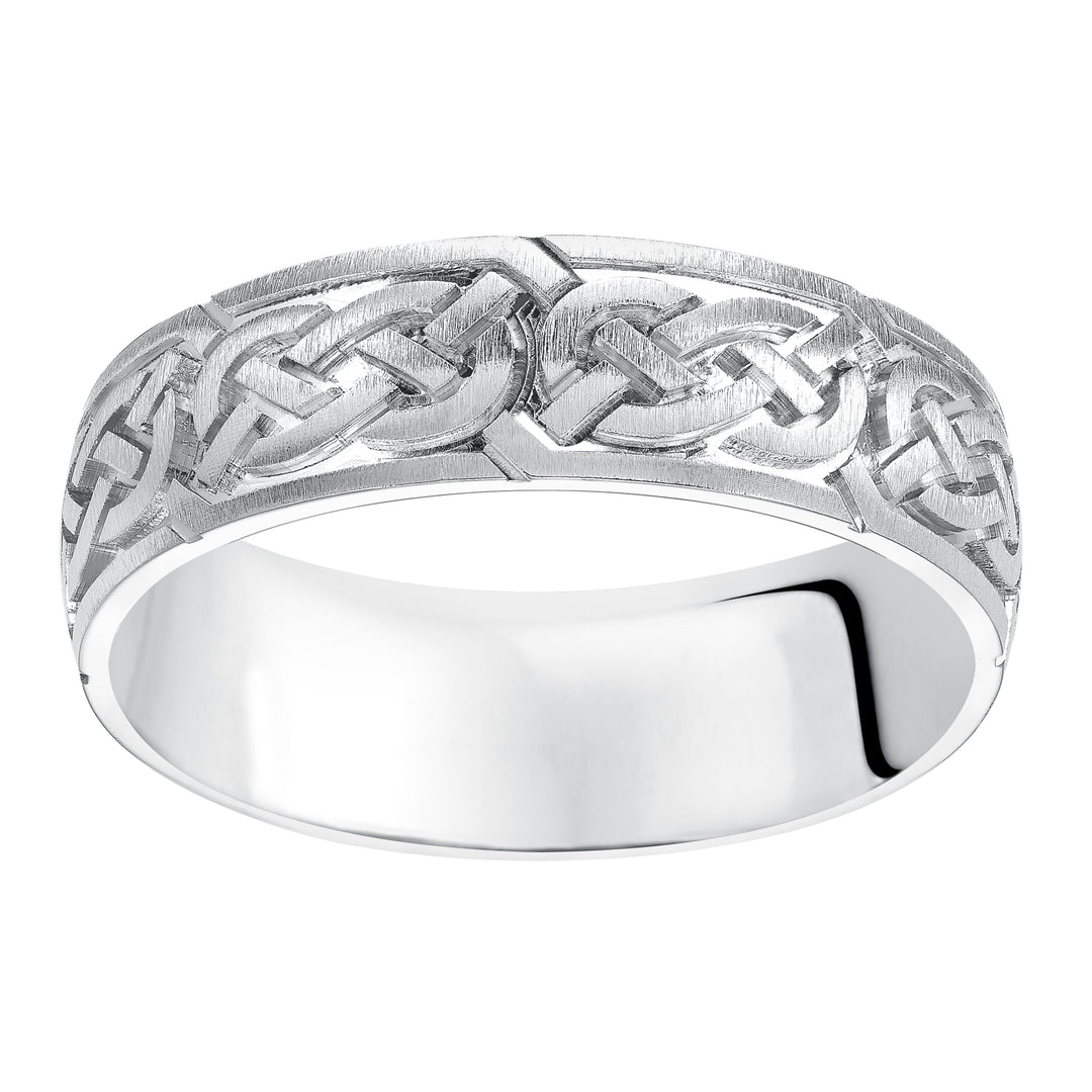11-7159W-G.00 - Goldman - This finely crafted, Comfort Fit wedding band features an exquisite Celtic knot design, satin finish and flat edges to complete the look