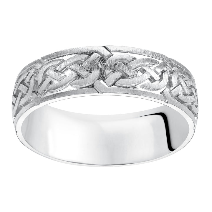 11-7159W-G.00 - Goldman - This finely crafted, Comfort Fit wedding band features an exquisite Celtic knot design, satin finish and flat edges to complete the look
