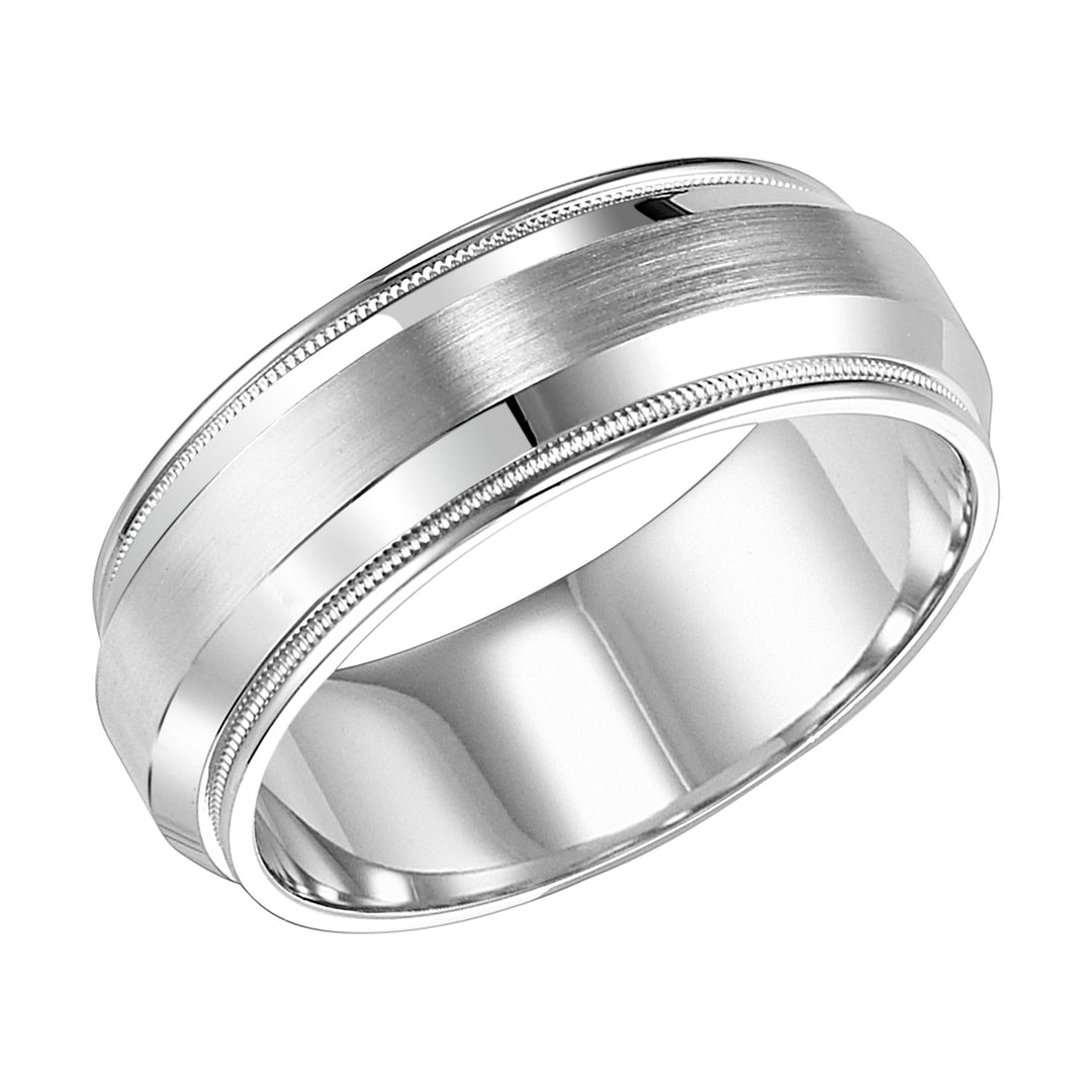 11-7224W-G.00 - Goldman - This low-domed, Comfort Fit wedding band features a brushed finish, milgrain and rounded edge to complete the fresh yet classic design