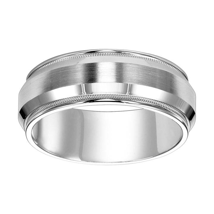 11-7224W-G.00 - Goldman - This low-domed, Comfort Fit wedding band features a brushed finish, milgrain and rounded edge to complete the fresh yet classic design