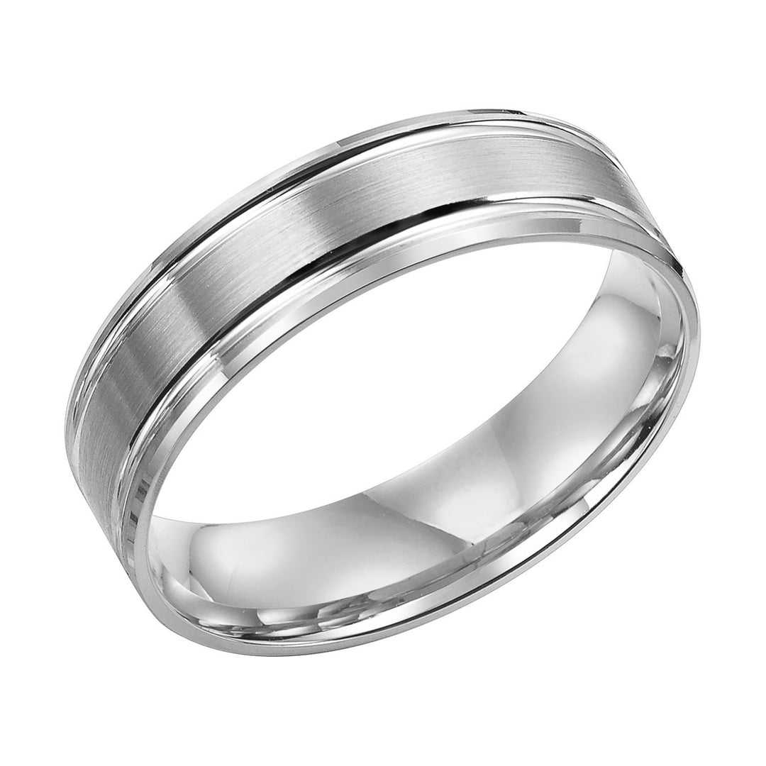 11-8261W-G.00 - Goldman - Featuring a , brushed finish  and a stepped edge, this Comfort Fit wedding band is simply luxurious