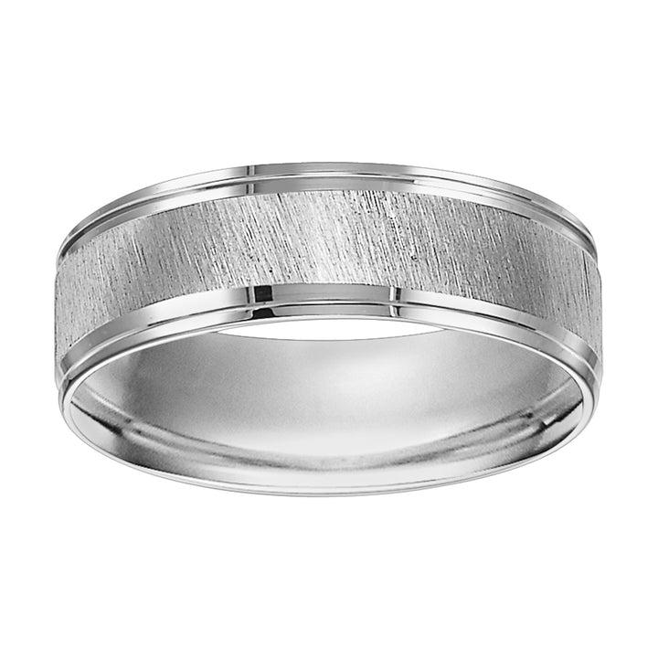 11-8266W-G.00 - Goldman - This Comfort Fit wedding band features a diagonal satin finish with stepped edge offering a refreshing look that will last a lifetime