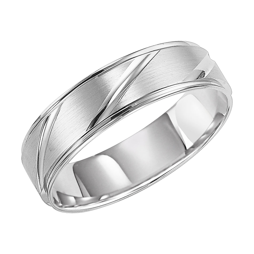 11-8270P-G.00 - Goldman - This Comfort Fit, wedding band features a flat, satin finish with modern, diagonal cuts and round edges for a unique look