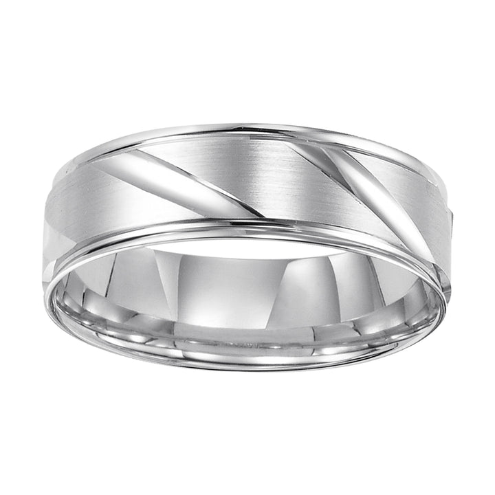 11-8270P-G.00 - Goldman - This Comfort Fit, wedding band features a flat, satin finish with modern, diagonal cuts and round edges for a unique look