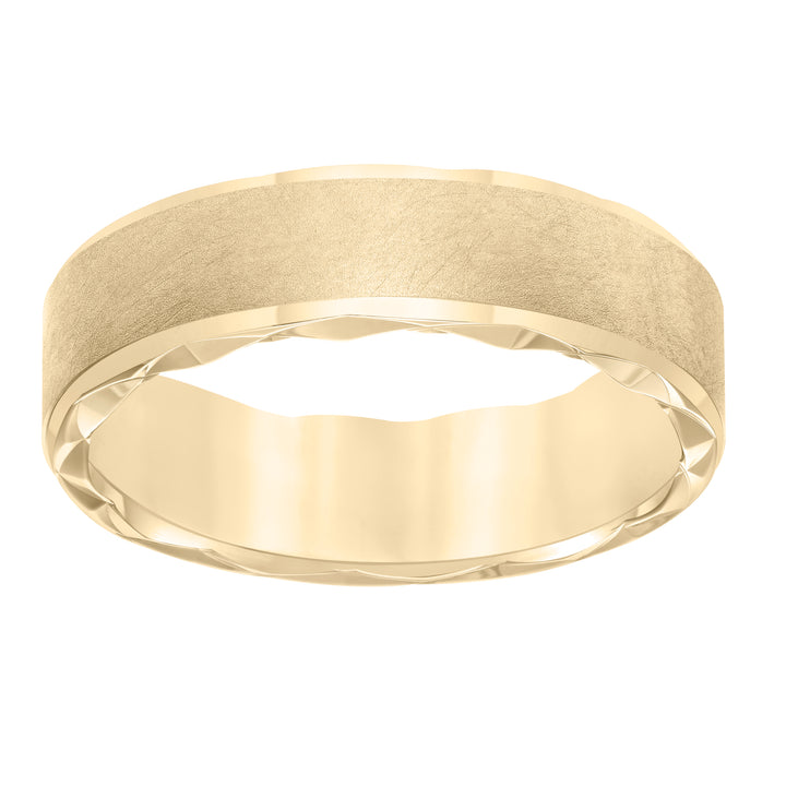 11-8632Y65-G.00 - Goldman - Mens wedding band with ultra satin finish bevel edge, side swiss cuts treatment and flat profile.