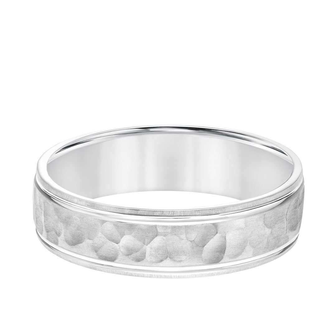 11-8856W6-G.00 - Goldman - Mens Comfort Fit Wedding Band with Brush Stone Finish and Polished Side Lines