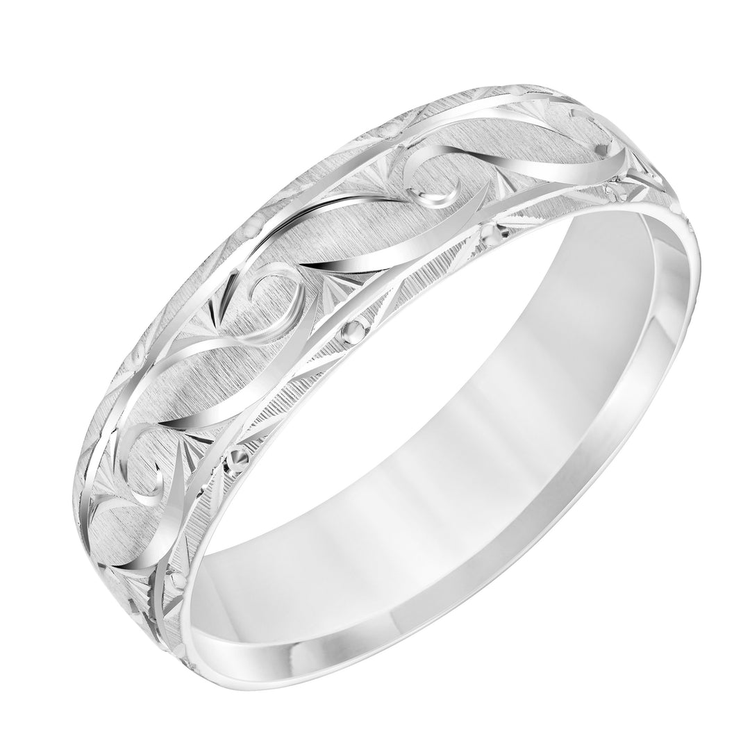 11-8857W6-G.00 - Goldman - Mens Comfort Fit Wedding Band with Brush Finish and Swiss Cut Design