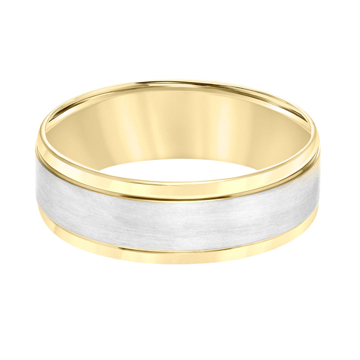 Flat Round Edge Carved Wedding Band
