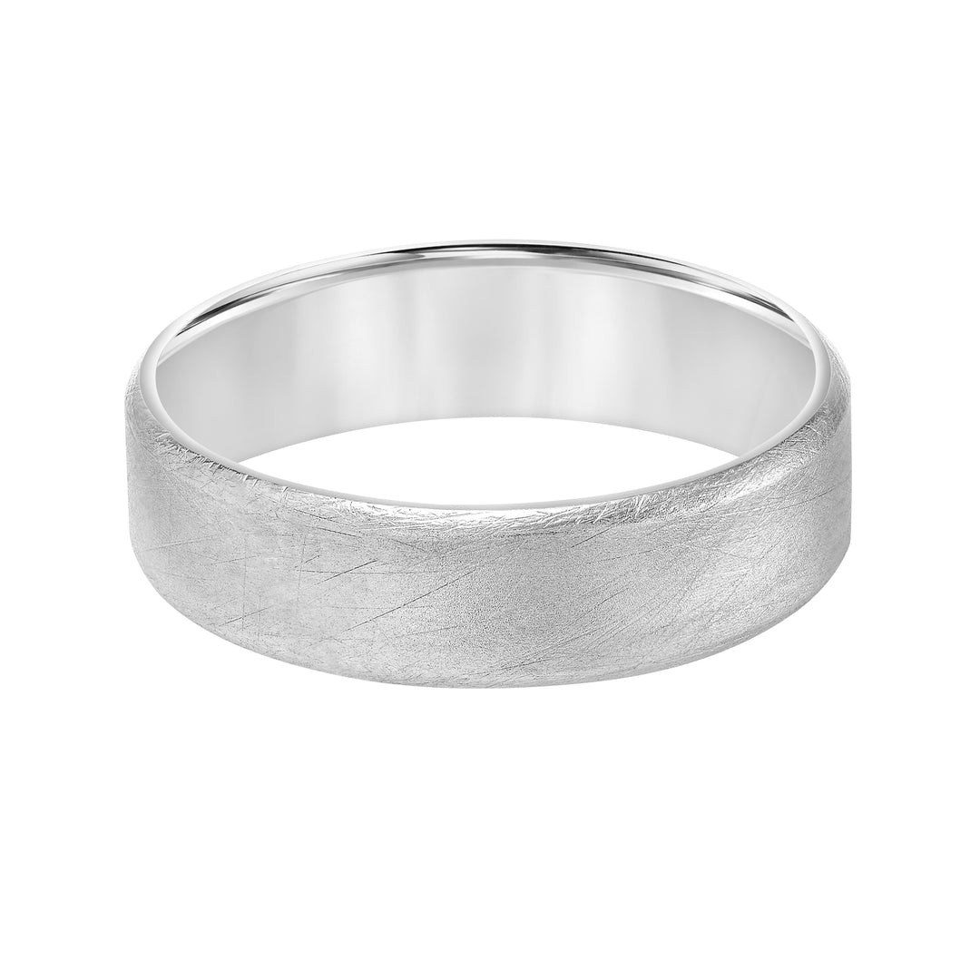 Mens Comfort Fit Wedding Band with Flat Profile and Crystaline Finish