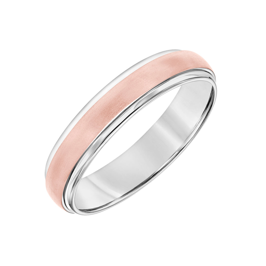 Low Dome Round Edge Carved Wedding Band
