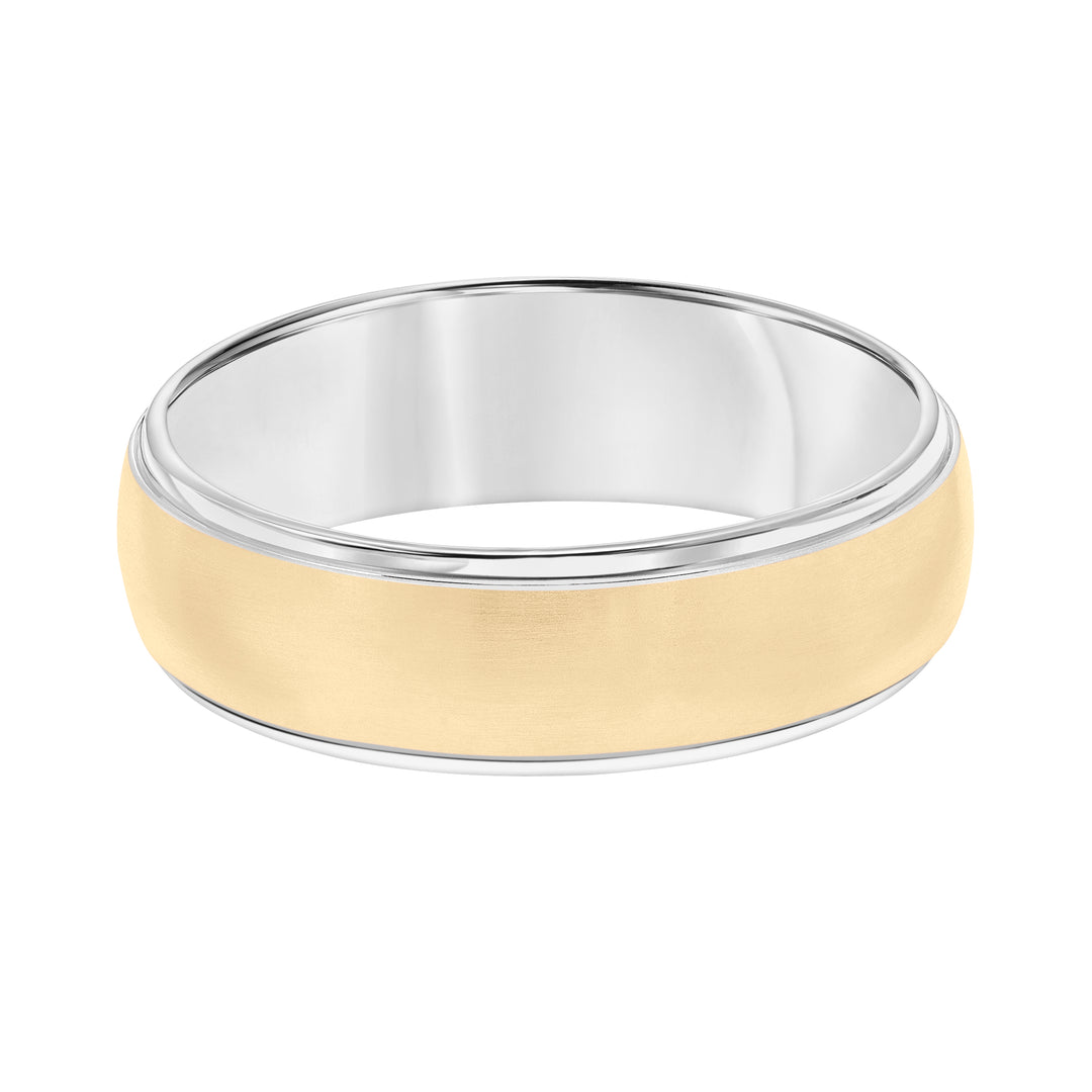 Low Dome Round Edge Carved Wedding Band