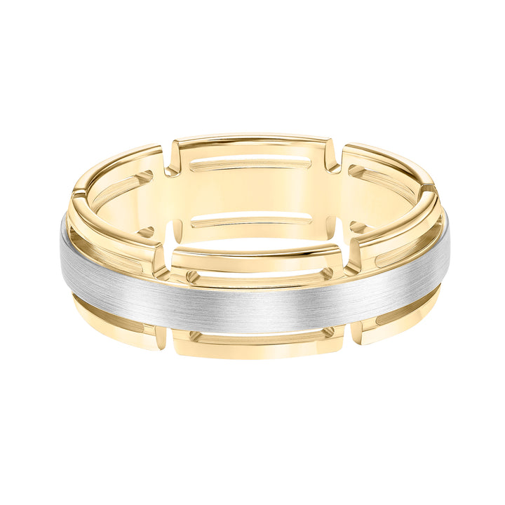 Low Dome Round Edge Carved Wedding Band