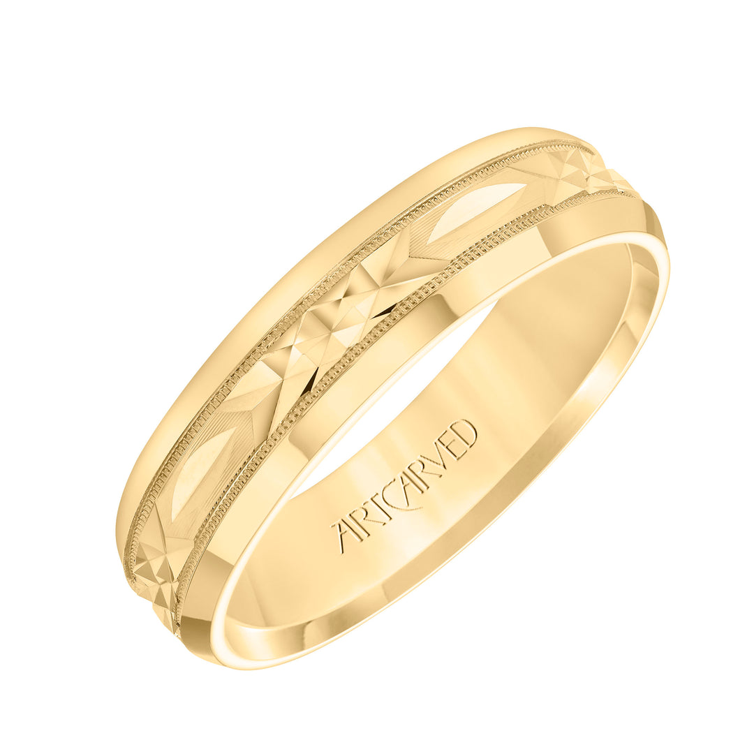 11-WV5435-G.00 - Goldman - Comfort Fit wedding band with Swiss cut design, milgrain and rolled edges
