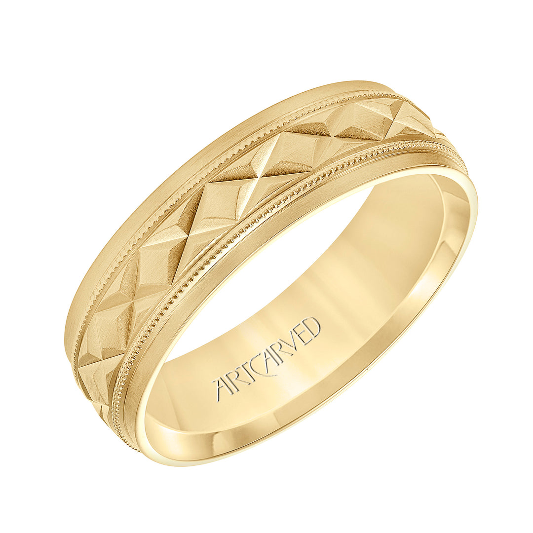 11-WV8878Y65-G.00 - Goldman - Low Dome Flat Edge Carved Wedding Band