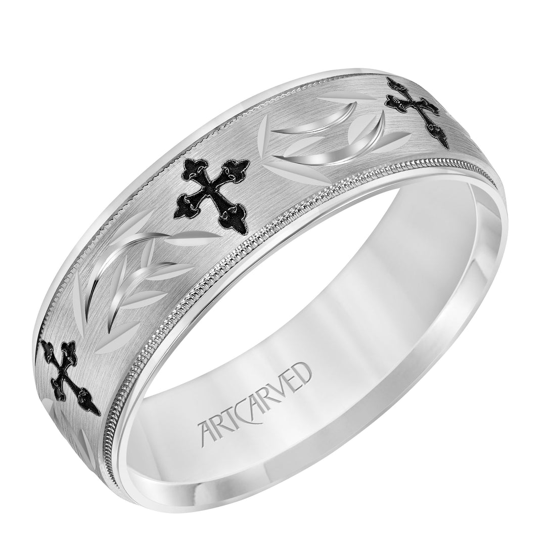 11-WV8909W7-G.00 - Goldman - Low Dome Round Edge Carved Wedding Band