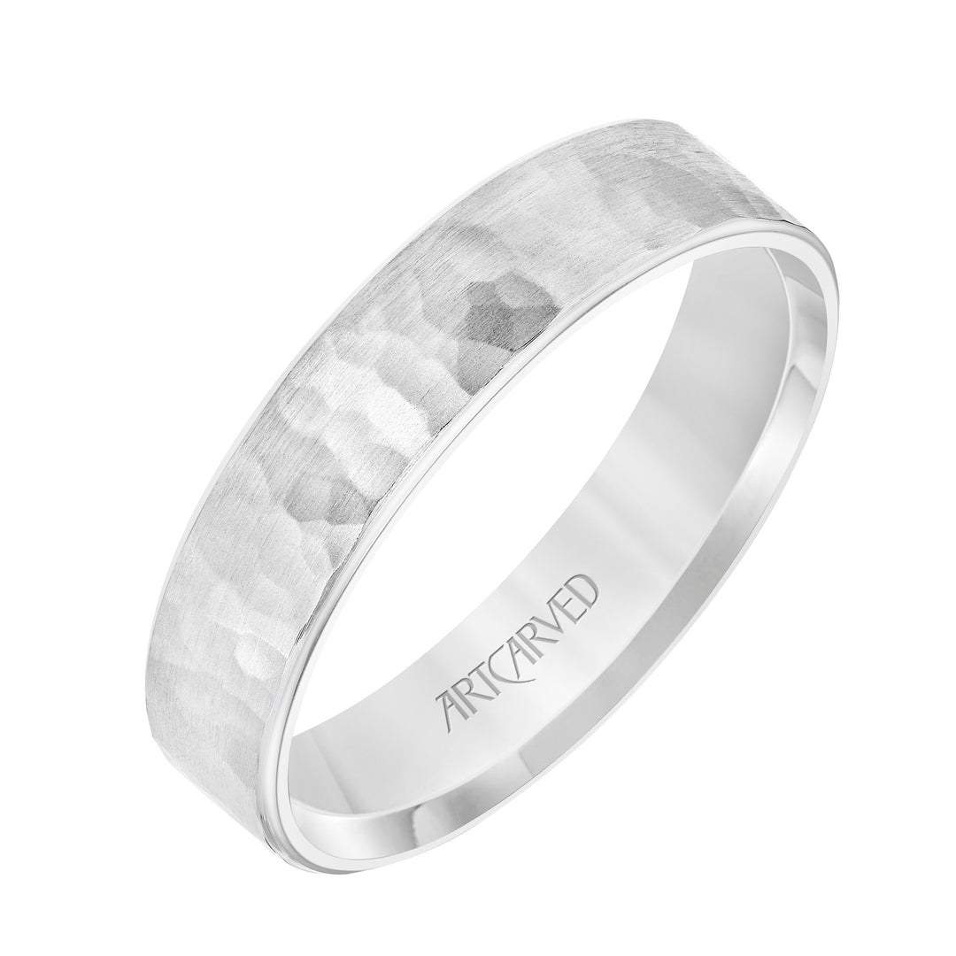 11-WV9034P5-G.00 - Goldman - Flat Steel Edge Carved Wedding Band