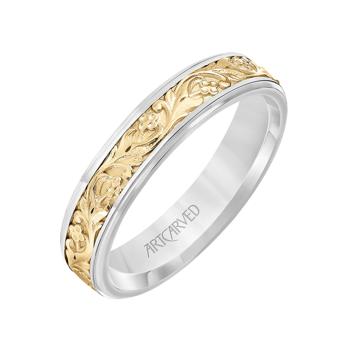 5MM Lyric Collection Mens Wedding Band with Bevel Edge