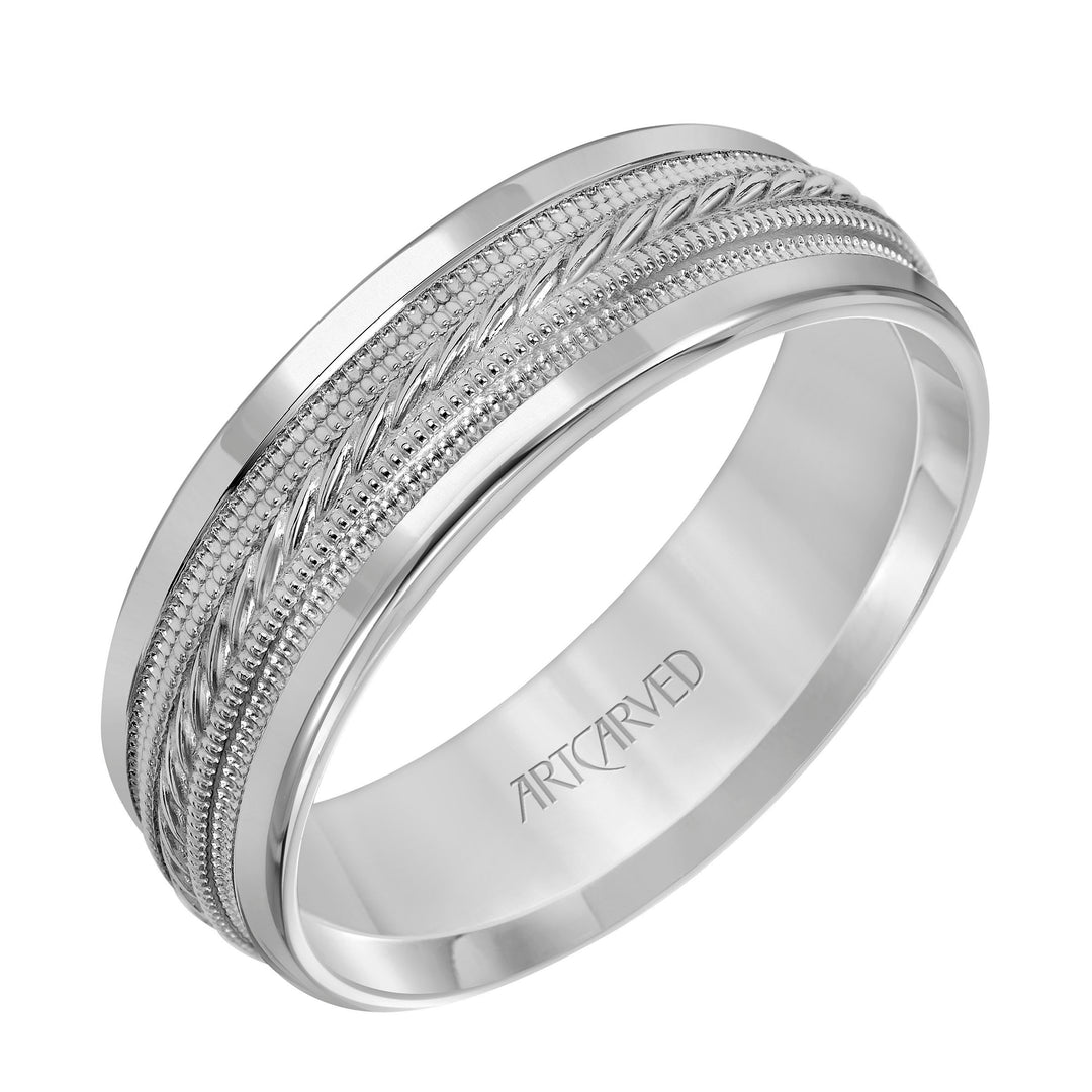 7MM Wedding band with detailed engraved inlay