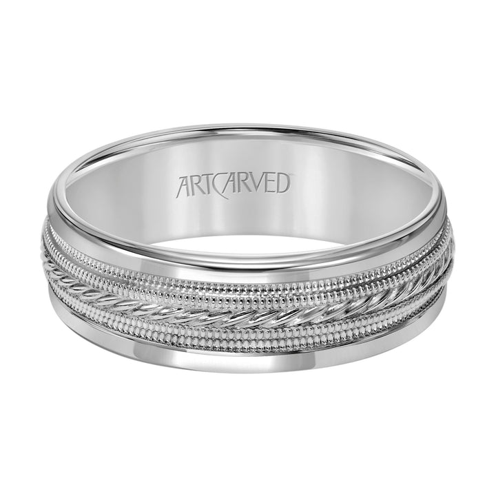 7MM Wedding band with detailed engraved inlay