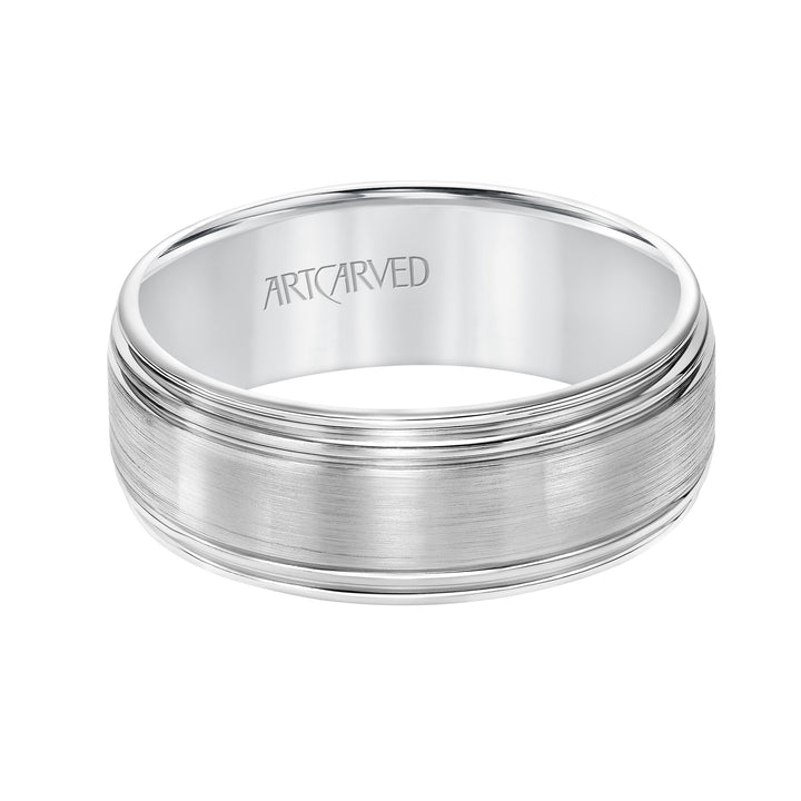 Flat Round Edge Carved Wedding Band