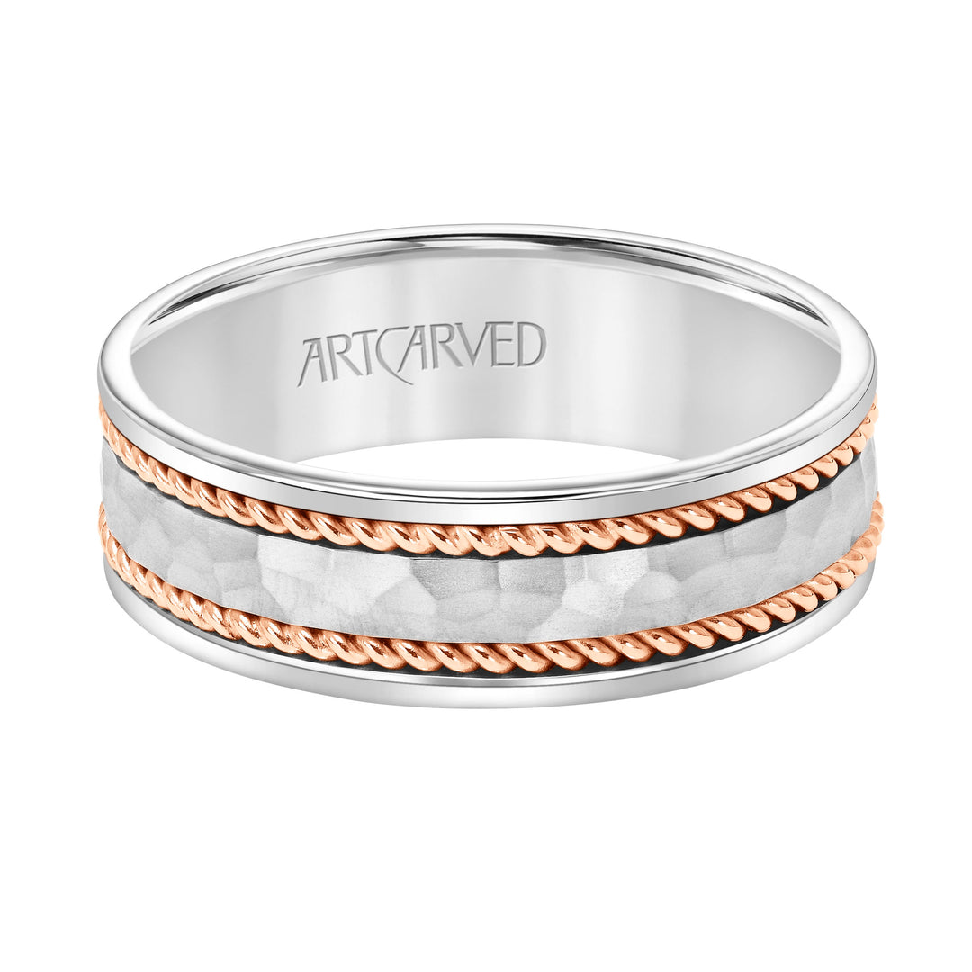 Flat Rope Edge Carved Wedding Band