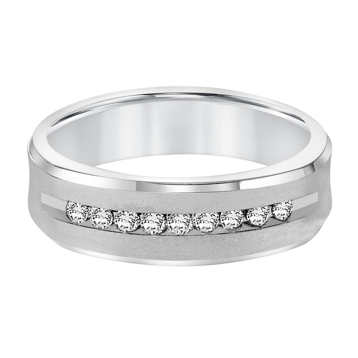 Flat Round Edge Diamond Wedding Band