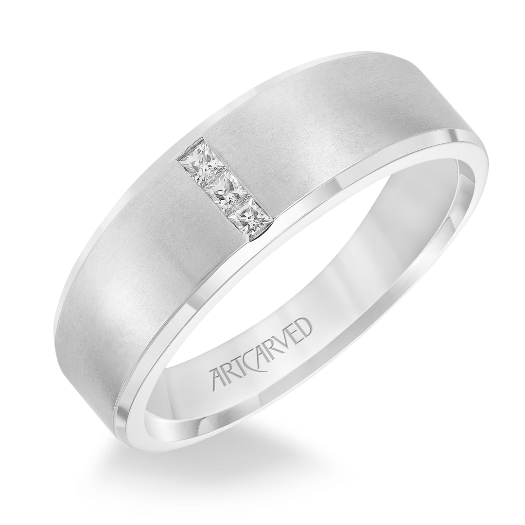 Low Dome Step Edge Diamond Wedding Band