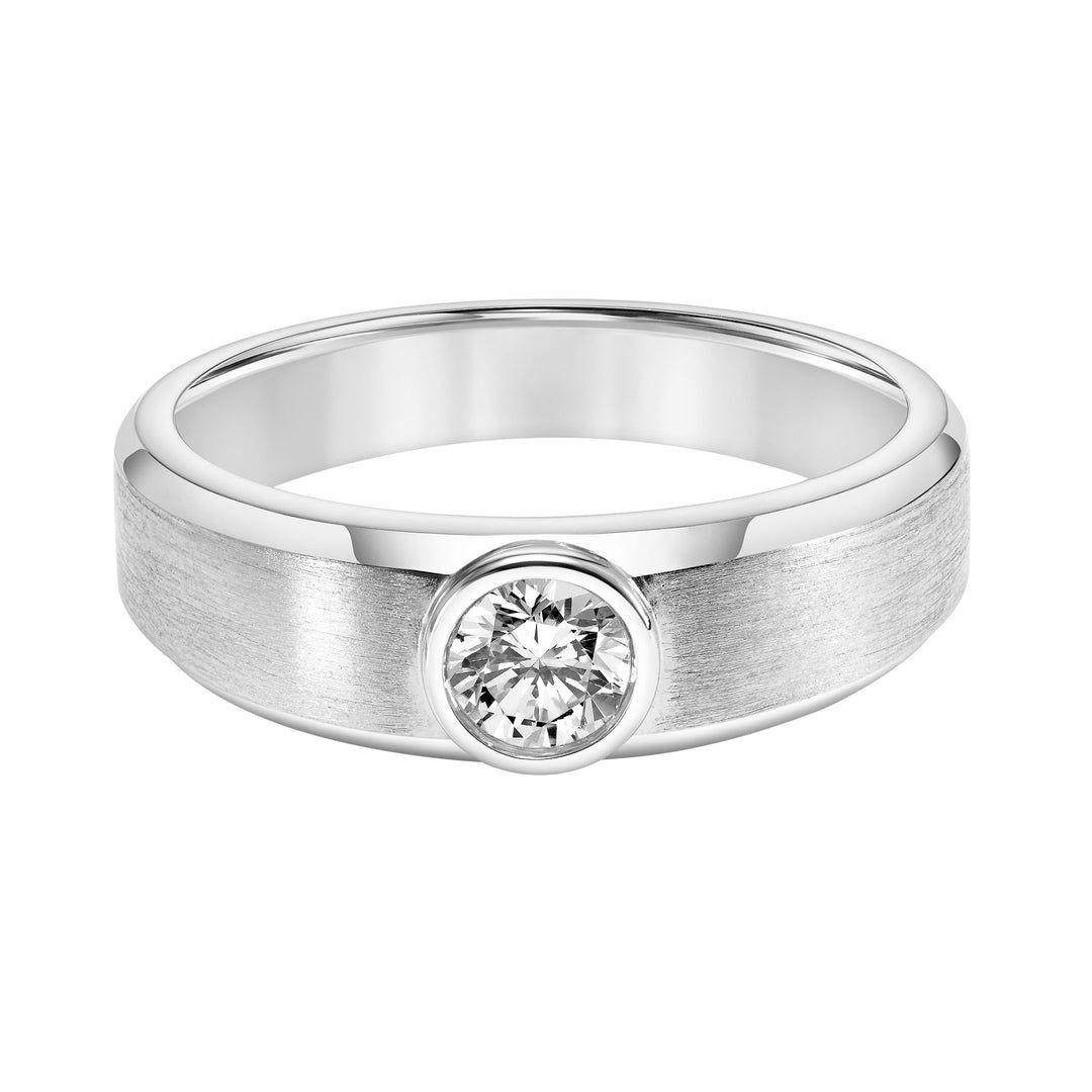 4mm Mens Modern Satin Band with Round Bezel Lab-Grown Diamond