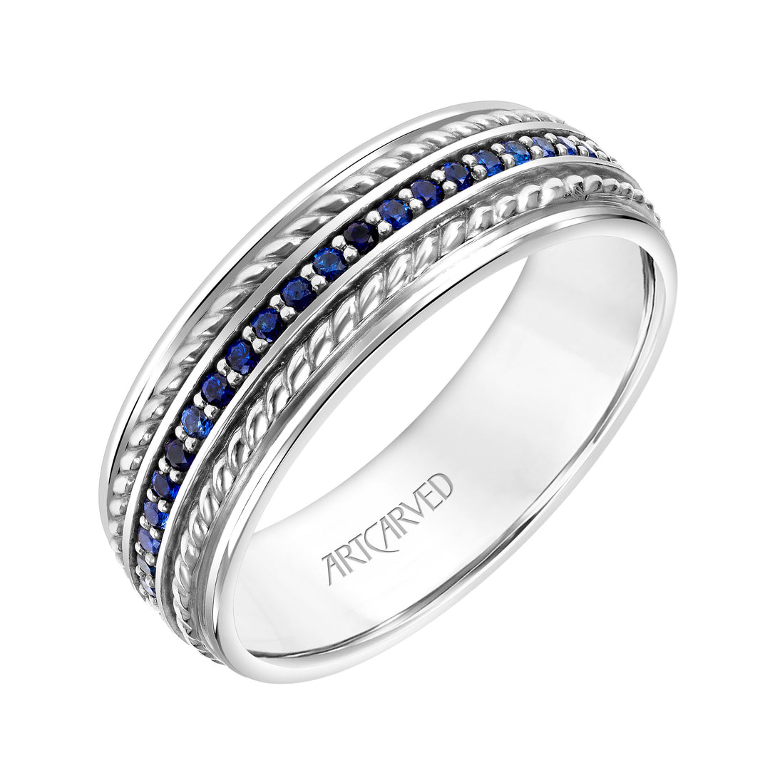 Low Dome Round Edge Carved Wedding Band