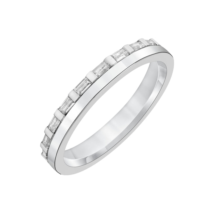 3mm Half Polished Half Baguette Diamond Eternity Band