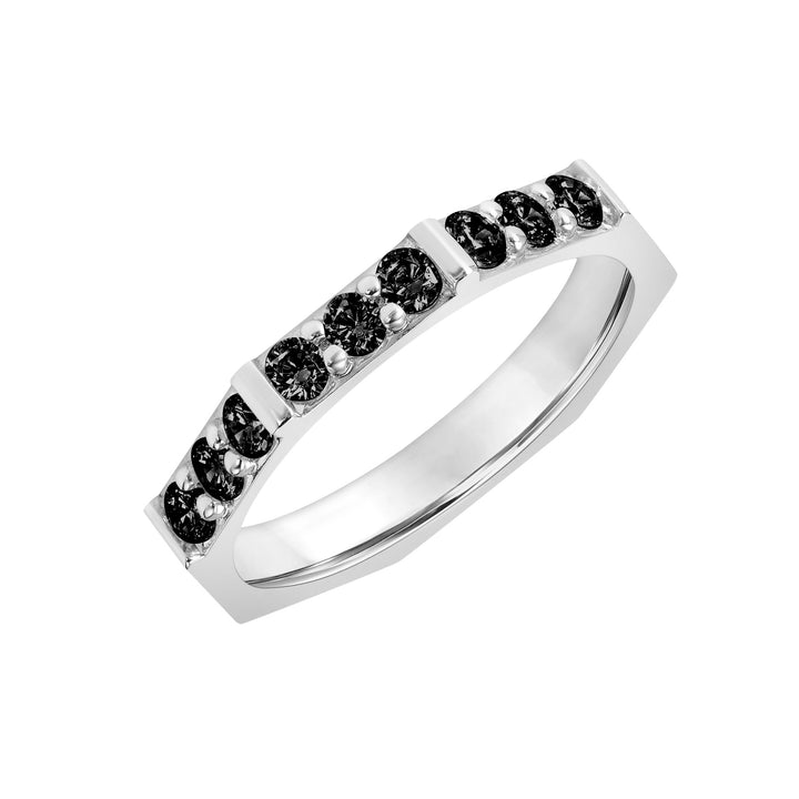 2.5mm Geometric Nine Black Diamond Band