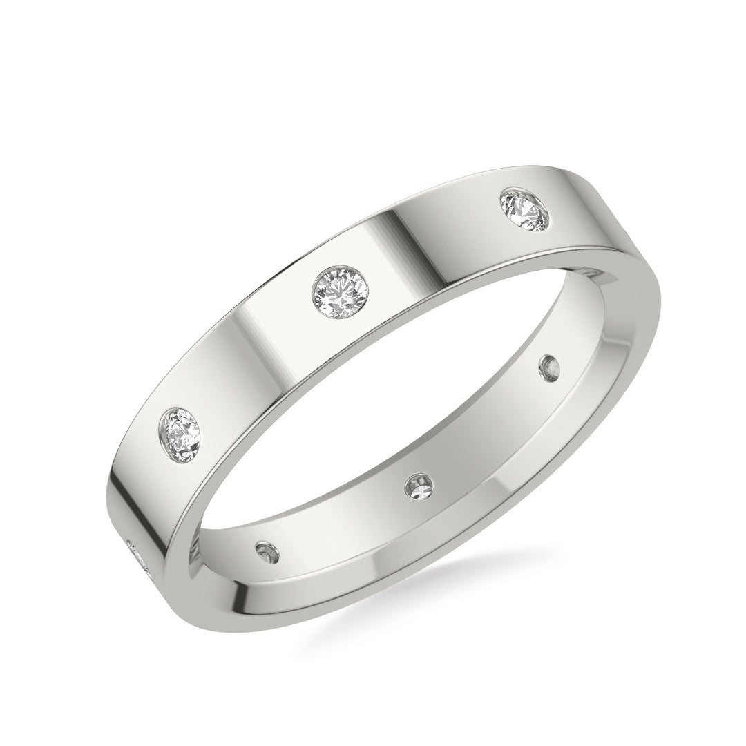 Flat Steel Edge Diamond Wedding Band