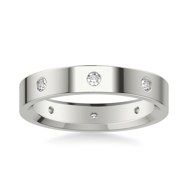 Flat Steel Edge Diamond Wedding Band