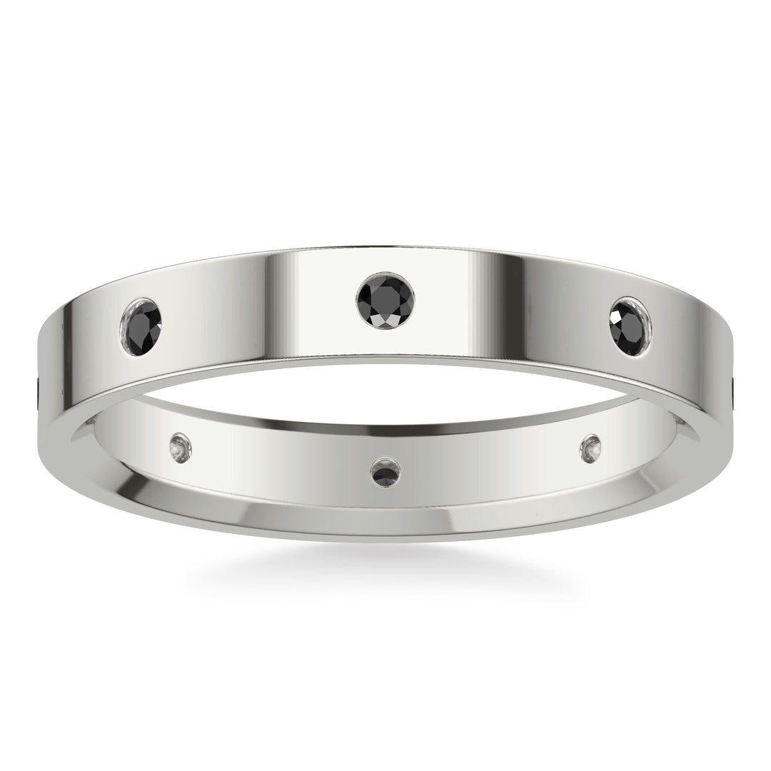 Flat Steel Edge Diamond Wedding Band