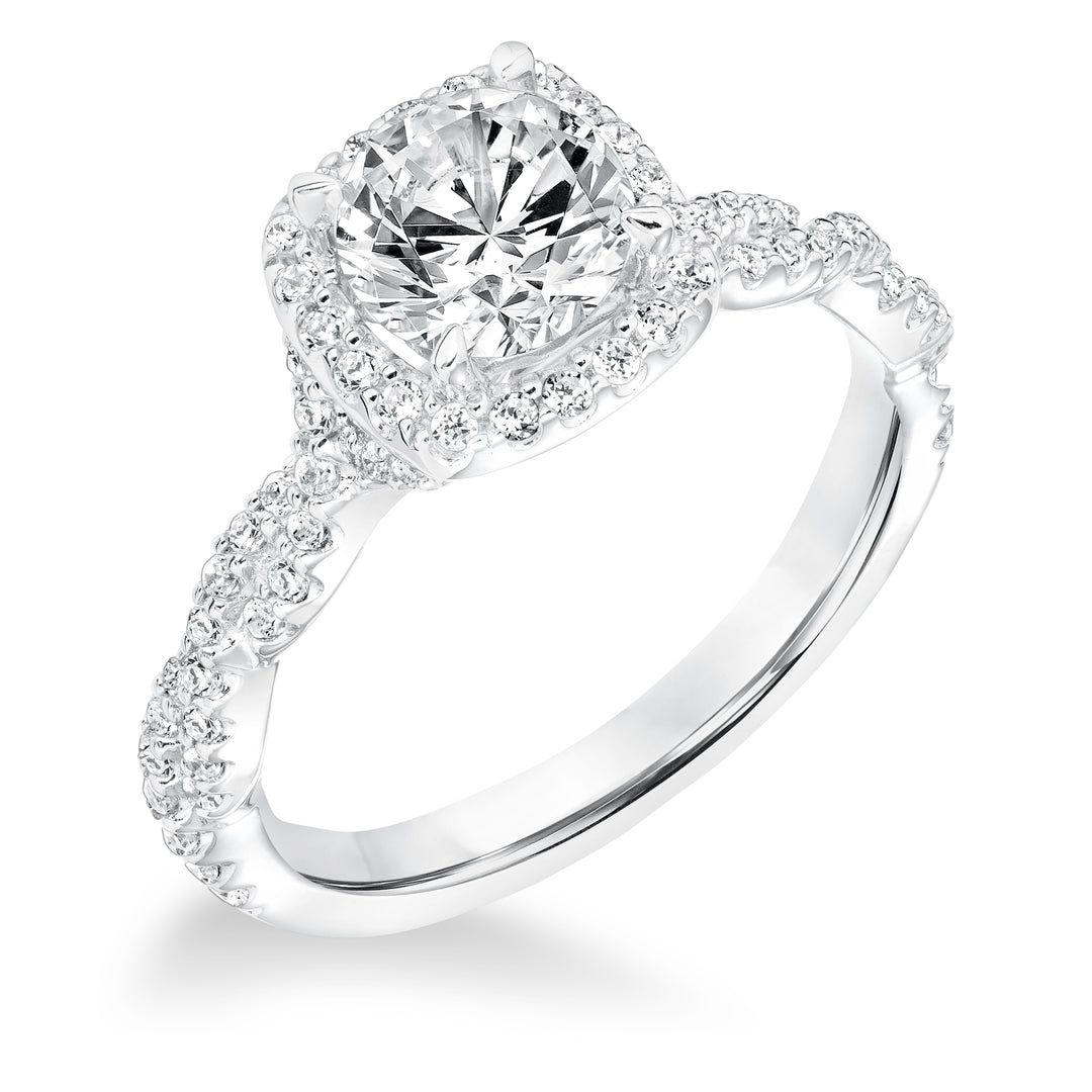 31-10004IRW-E.00 - Goldman - Contemporary Diamond Halo with Twisted Shank Engagement Ring
