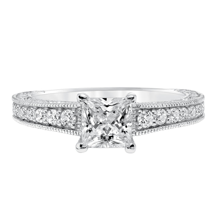 Vintage Diamond With Filigree Accents And Milgrain Engagement Ring