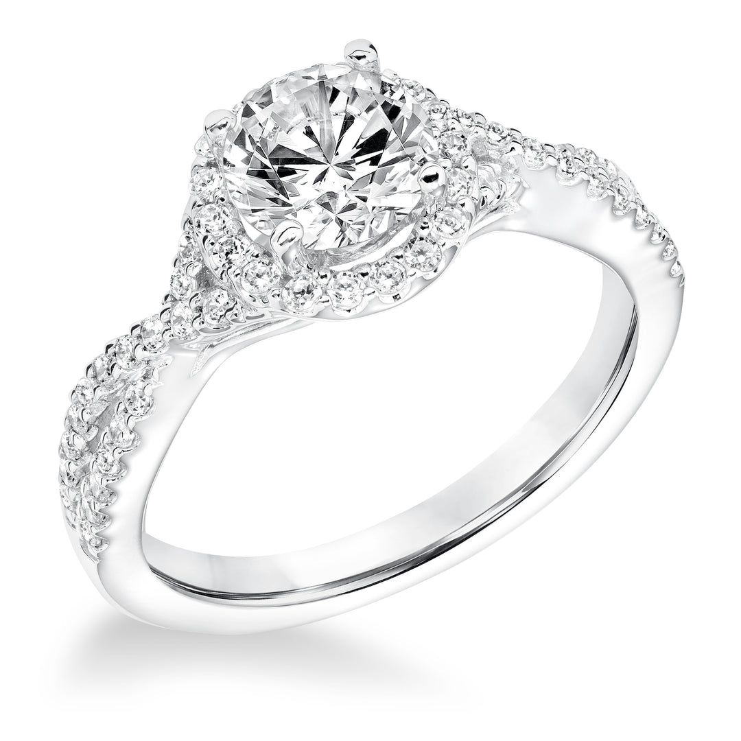31-10018ERW-E.00 - Goldman - Contemporay Diamond Halo With Split Shank Engagement Ring
