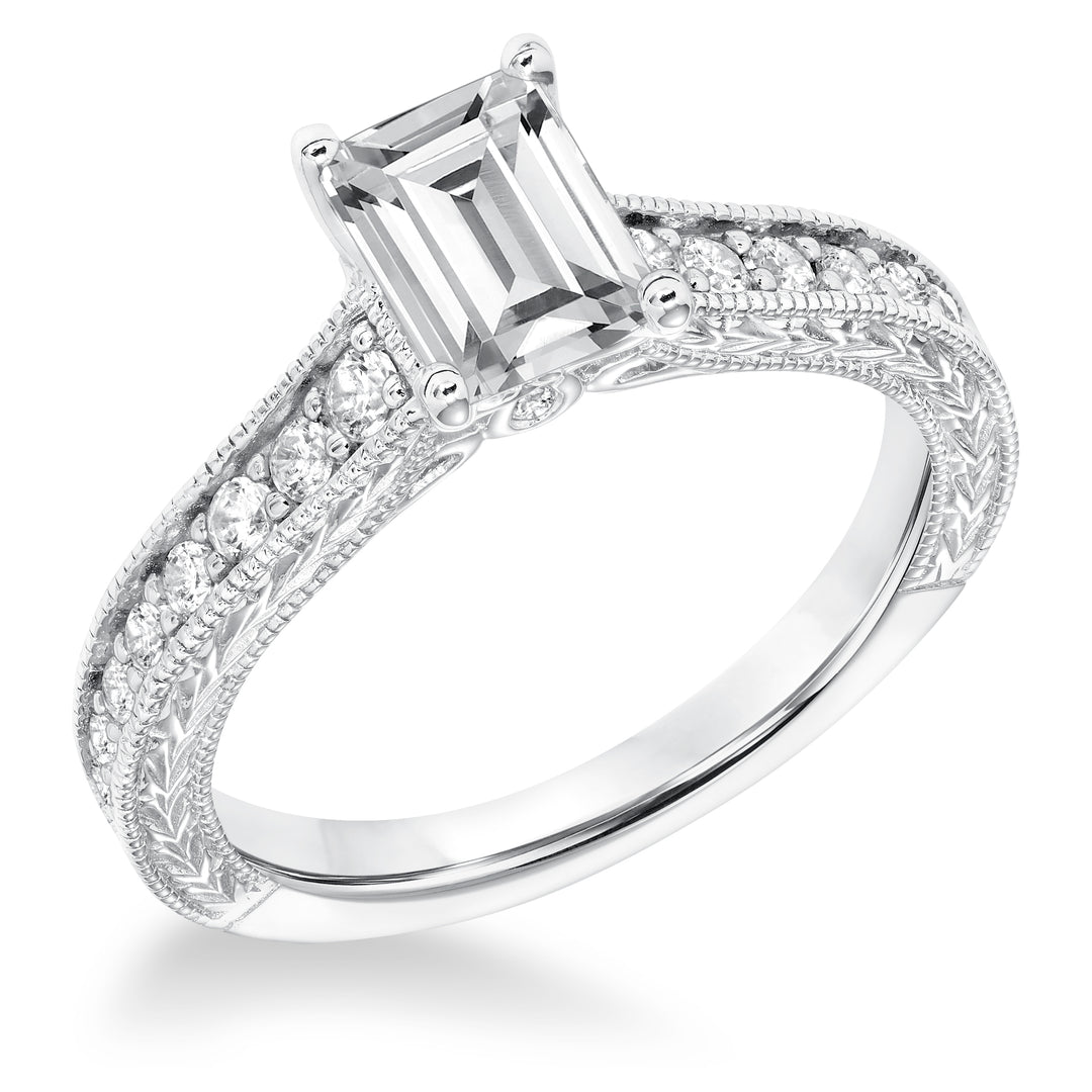 31-10047EEW-E.00 - Goldman - Vintage Diamond Engraved Milgrain Engagement Ring