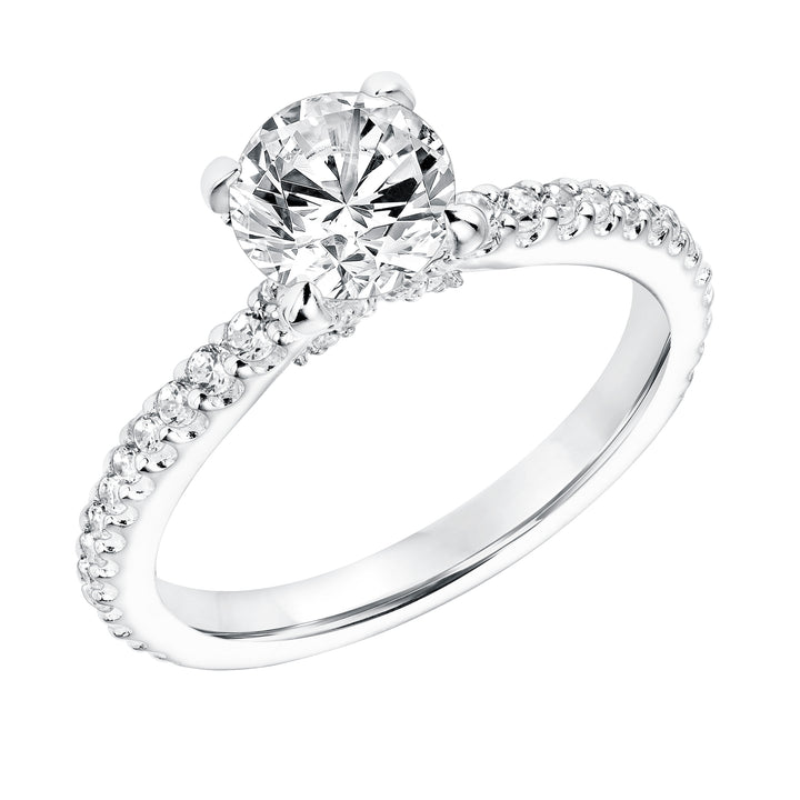 Diamond Prong Set Engagement  Ring with Diamond Shank