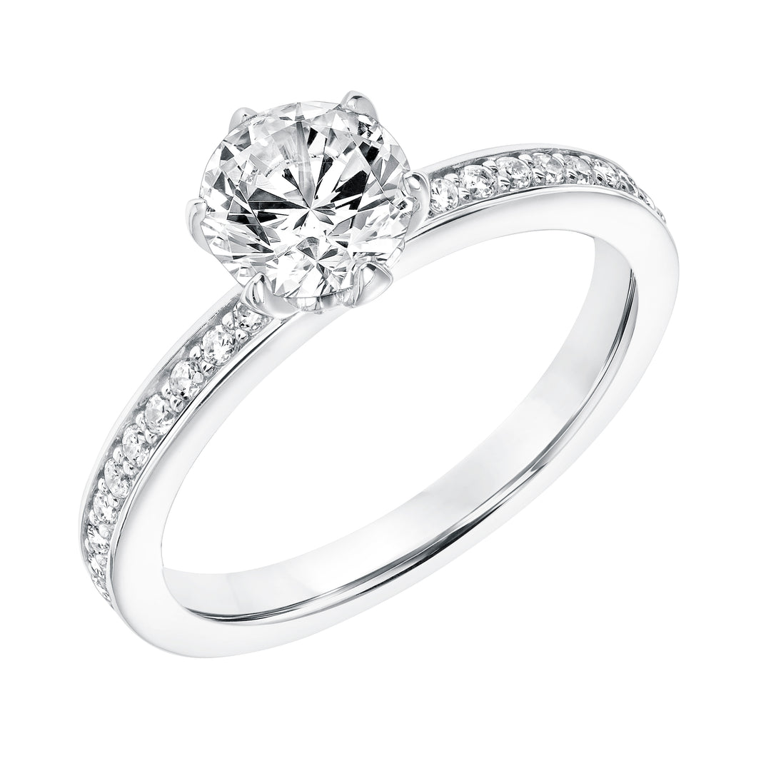 Diamond Prong Set Engagement  Ring with Diamond Shank