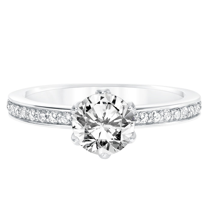 Diamond Prong Set Engagement  Ring with Diamond Shank